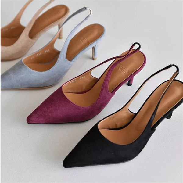 8CM Women Shoes Middle Kitten Heels Slingback Dress Pumps Ladies Bow Knot Blue Black Red Court Party Dance Shoes 220517 X241004