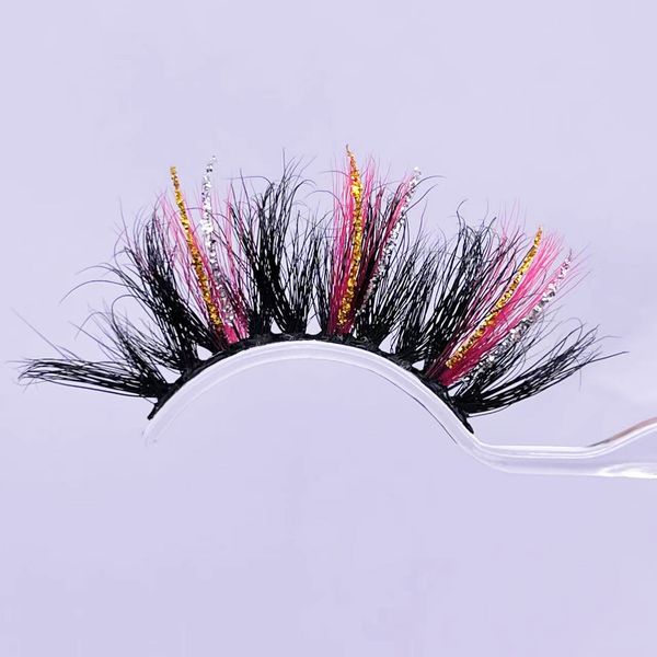 Eyelashes 25mm Colorful With Glitter Eye Lashes Thick Long Fake Eyelash Extension Make Up Tools False Lash For Beauty