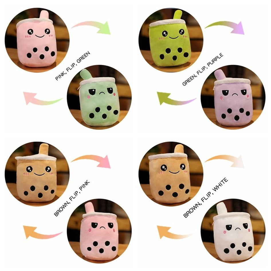 Kawaii Reversible Boba Bubble Milk Tea Cup Drink Plush Toys Stuffed Doll Lovely Baby Kids Children Girls Gifts Home Decor Pillow sxmy24