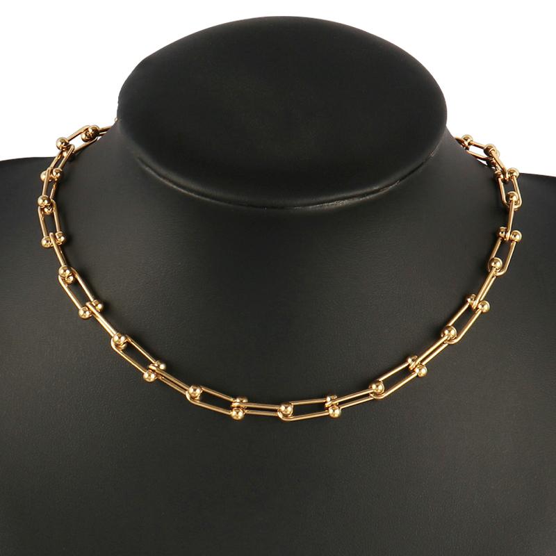 Chains Fashion Stainless Steel Necklace Chunky U Chain Necklaces For Women Clavicle Choker Boho Jewelry