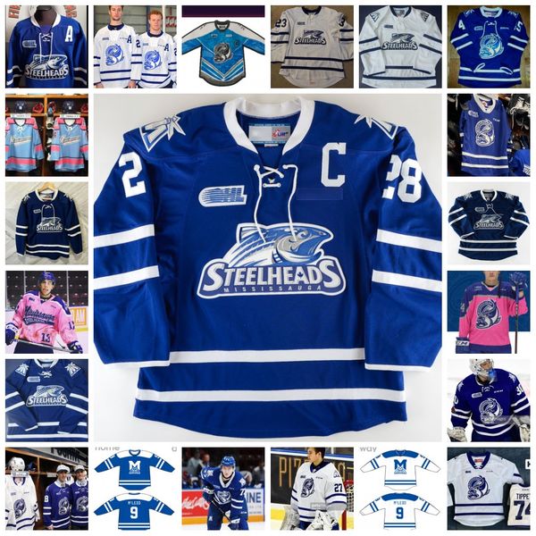 2022 Custom OHL Mississauga Steelheads Stitched Hockey Jersey 17 Dylan Gordon 82 Callum Chisholm 21 William Portokalis 89 Ty Anselmini 8 Ada