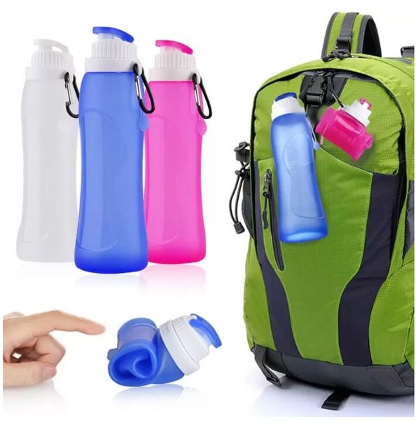 17oz Outdoor Sport Water Bottle Food Grade Silicone Mug Travel Collapsible Portable Kettle Foldable Water Bottles Custom Gift Cup DBC C0602G