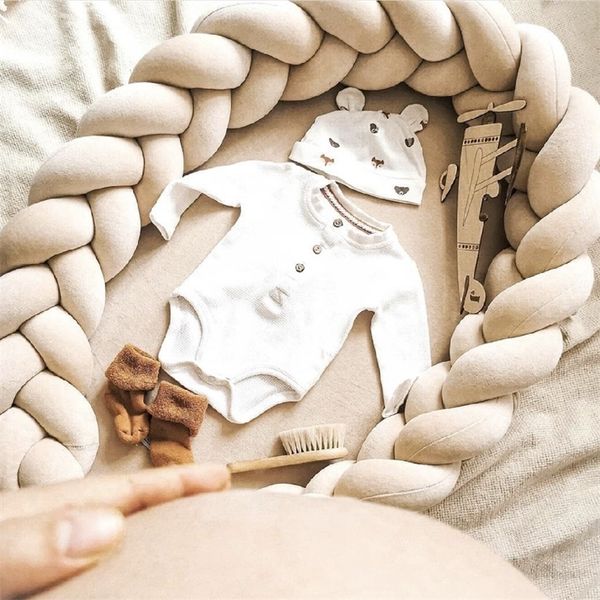 1M2M4M Infant Bedding Set for Baby Boys Girls Crib Protector Knot Braid Pillow Cushion Cot Room Decor 220531