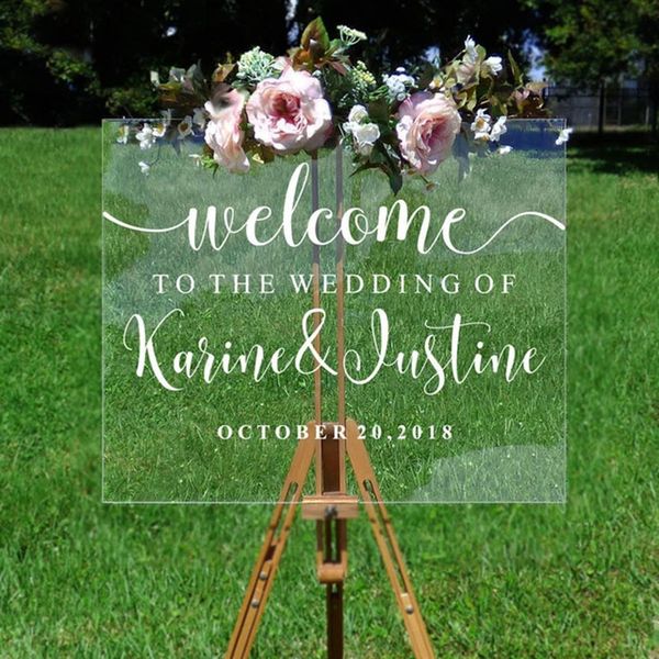Wedding Welcome Mirror Vinyl Sticker Personalized Names And Date Wall Decal Party Decor Sign Mural AJ551 220607