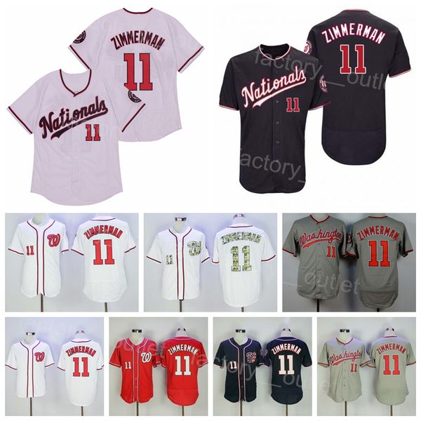 Men Retro Baseball 11 RYAN ZIMMERMAN Jersey Vintage Throwback Flexbase Cool Base Team Color Navy Blue White Red Grey Retire Breathable For S