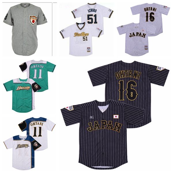 Man Moive Japan Baseball 16 Shohei Ohtani Jersey Hokkaido Nippon Ham Fighters Orix Blue Wave 51 Ichiro Suzuki Tokyo Kyojin 1936 Kyojin Sewin