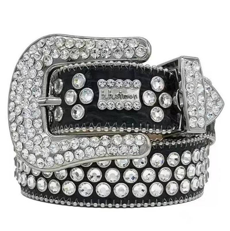 Designer Bb Belt Simon for Men Women Shiny dia belt on Black Blue white multicolour with bling rhinestones as gift