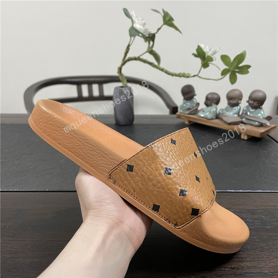 Mens Slippers Scuffs Slides Fashion Ladies Womens Summer Sandals Beach Slide Lovers Trendy Shoes Casual Rubber Home Office Slipper Munich Mark Brown