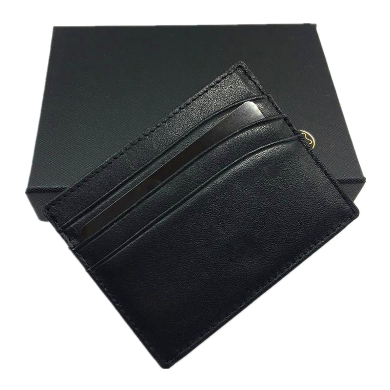 Black Genuine Leather Credit Card Holder High Qualty Small ID Card Case Purse Formal Business Men Thin Card Holders Wallet Coin Pocket Slim Pocket B