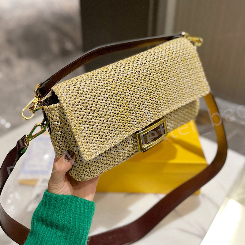 Luxury Designers Handbag Tote Shoulder Clutch Bags Cross body Baguette Bag Purses Letters summer Straw Knitting Bag One Handle Wallet Backpack Women