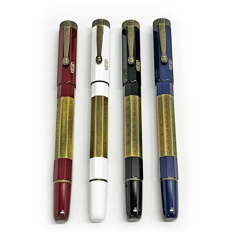 LGP Luxury Pen Egyptian retro style Letter Carving Rollerball Ballpoint Pens Classic With Serial Number Blue and Red