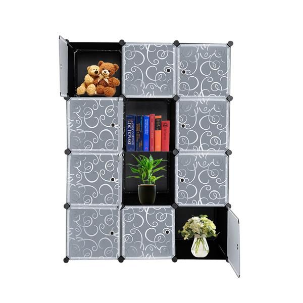 Storage Holders & Racks Cube Storage 12-Cube Closet Organizer Storage Shelves Cubes Organizer DIY Closet Cabinet with Doors