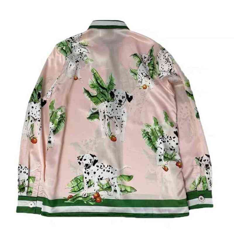 Casablanc Button Up Shirt Designer silk spotted dog print long sleeve shirt for men and women designer luxurys casual shirts