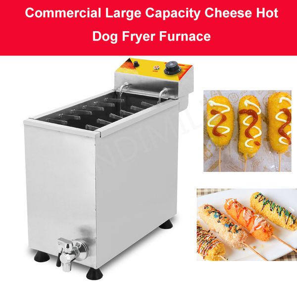 3000W Fryer Commercial Cheese Hot Dog Stick Fryer Food Processing Equipment Large Capacity Brushed Sausage Deep-Fry Machine