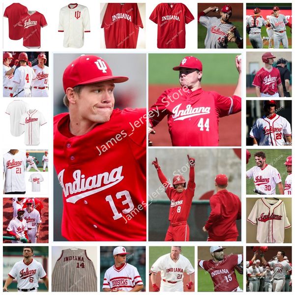 NCAA Custom Indiana Hoosiers College Stitched Baseball Jersey 12 Alex Dickerson 37 Scott Effross 10 Kyle Schwarber 31 Aaron Slegers 45 Caleb