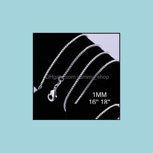 Chains Necklaces Pendants Jewelry 925 Sterling Sier Plated Necklace Chain 16&quot;18&quot;20&quot;22&quot;24&quot; 1Mm Thin Box Bike Pendant