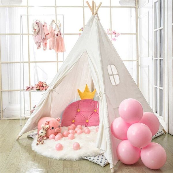 135CM Teepee Tent for Kids Foldable Children&#039;s Play House Tents for Girl Boy Indoor Outdoor Wigwam Play House Toys for Children 220813