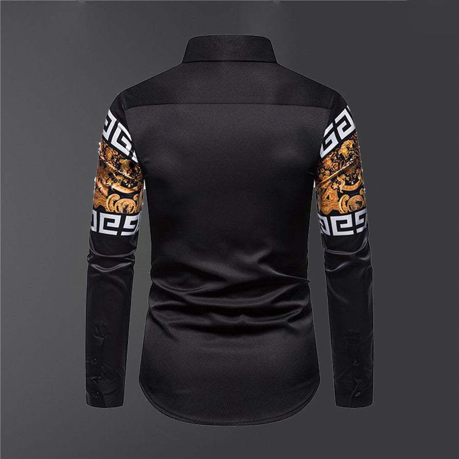 Designers shirts Mens dresses Fashion T Shirts Long sleeve creative portrait Color matching Fit T-shirts Luxurys Tops Clothes vercace shirt European