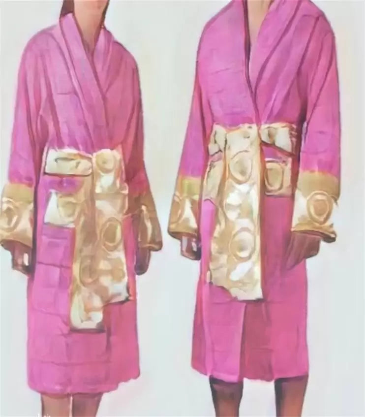 Designers bathrobe vercace robe Fashion pajamas Mens Women Letter jacquard printing Barocco print sleeves Shawl collar Pocket belt 100% cotton high