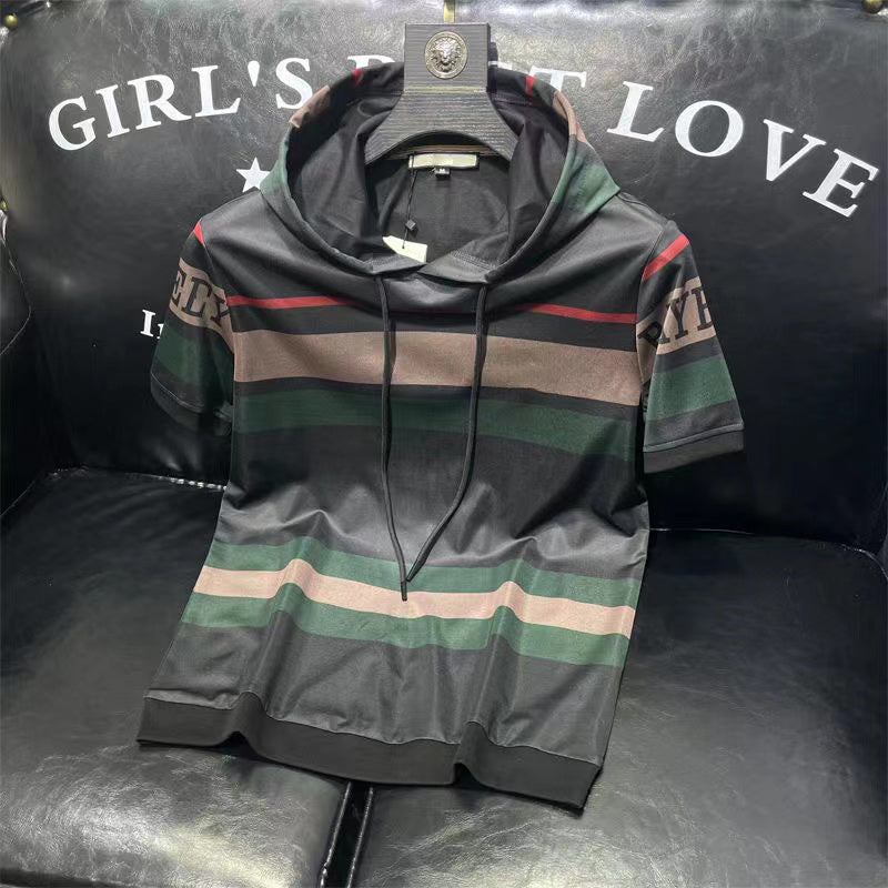 22 Designers T-shirts Fashion T Shirts summer hoodie short T-shirt Mens trend Stripe color matching Tops Tees Apparel Fit Hip hop Luxurys Clothes 4X