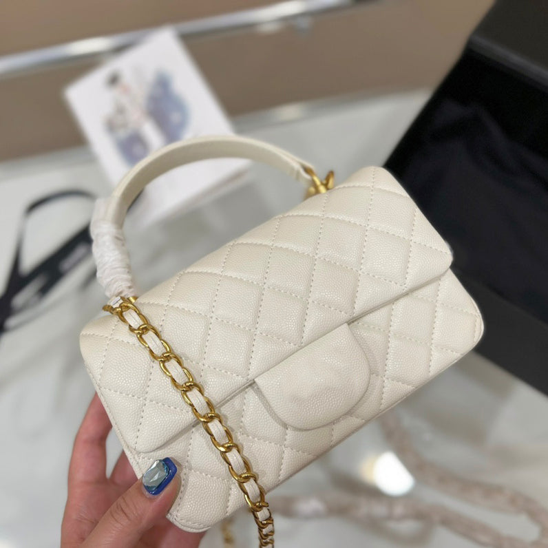 Ss Hand Flap Bag Classic Top Caviar Grain Cowhide Leather Quilted Plaid Weave Chain Gold Hardware Shoulder Messenger Bag Wholesale Luxury Designer T