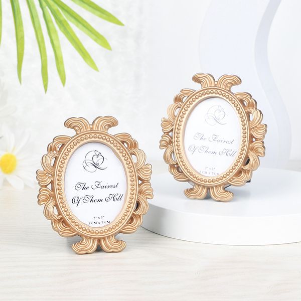 100pcs legant Frames Elliptical Baroque European Resin Place Card Holder Wedding Party Gift Favor Photo Frame favor Black White Gold