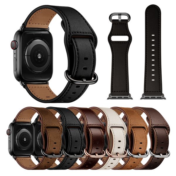Designer Watchbands For Smart Apple Watch Strap Bands Watchband Smartwatch Iwatch Series 1 to 7 S7 SE Genuine Cow Leather Band 38MM 40MM 41M