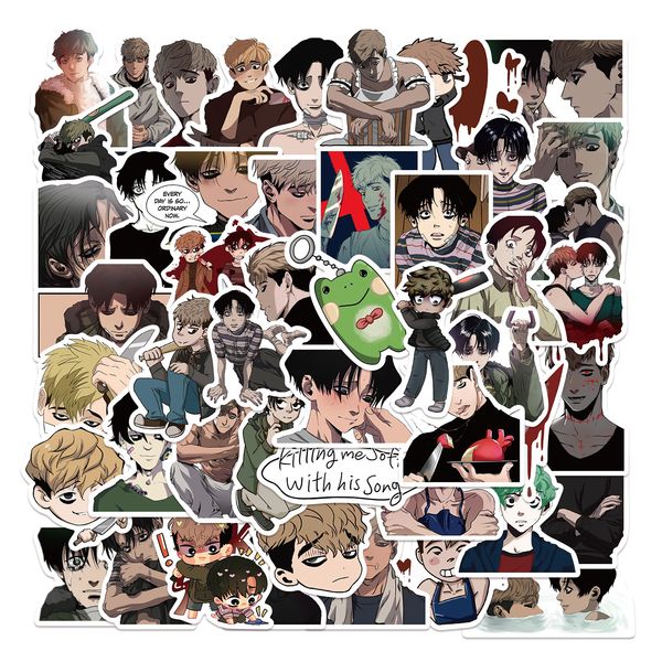 50Pcs Japanese Anime Killing Stalking Stickers Cartoon Boy Love Graffiti Stickers for DIY Luggage Laptop Skateboard Motorcycle Bicycle Stick