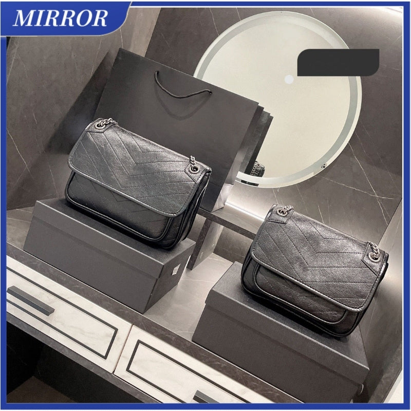 MIRROR Designer Bag Handbags HOT Square Fat LOULOU Chain Bag Real Leather Women&#039;s Bag Large-capacity Shoulder Bags 22cm And 28cm High Quality Q