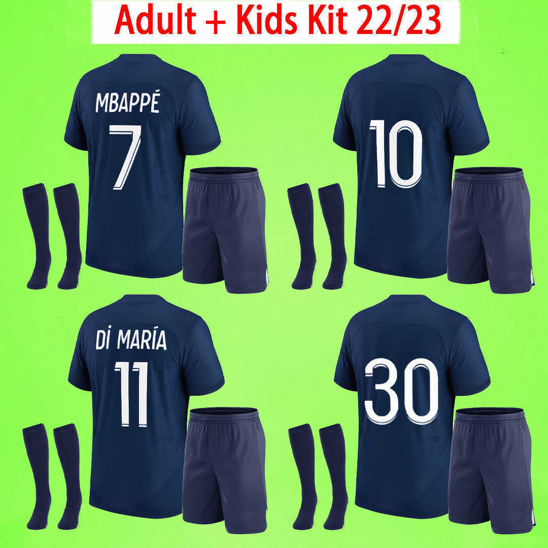 Adult and Kids kit with socks Paris Soccer Jersey 2022 2023 MBAPPE SERGIO RAMOS child suit football Shirts 22 23 DI MARIA VERRATTI boys