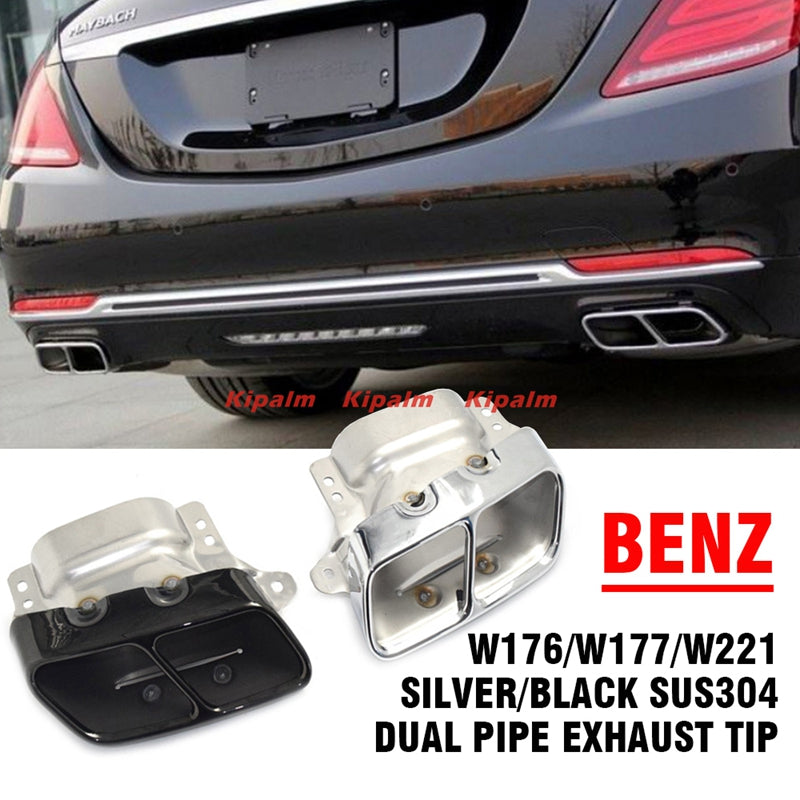 304 Stainless Steel Squarecar muffler End Dual Exhaust Pipe For Benz S Class W176 W177 W221 Car Muffler Tip Tailpipe