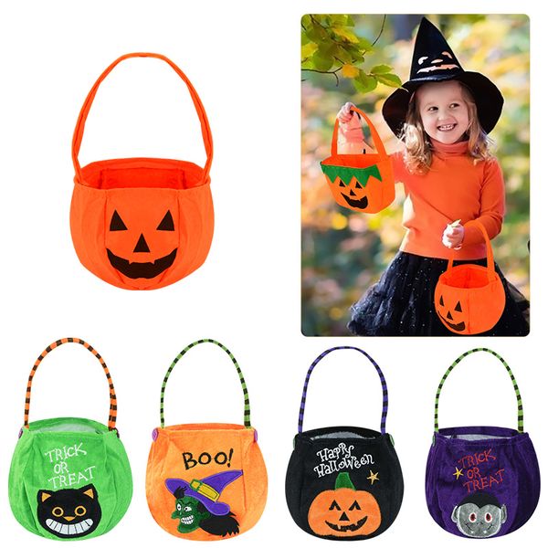 Loot Party Kids Pumpkin Trick Or Treat Tote Bags Bag Halloween Candy Storage Bucket Portable Gift Basket