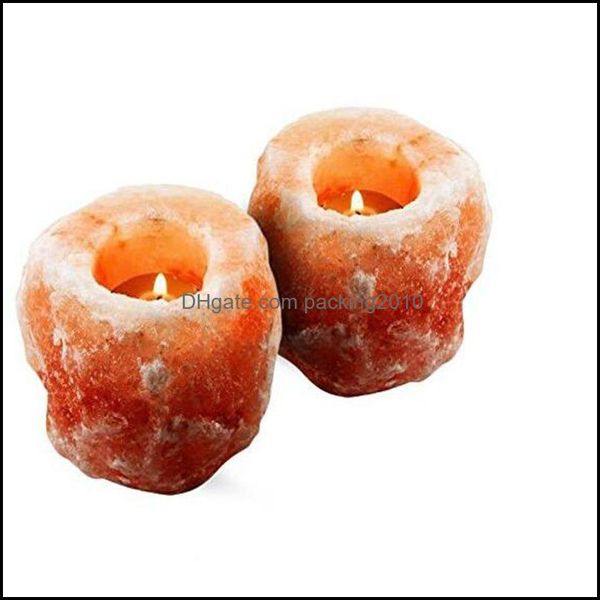 Candle Holders Home Decor Garden Himalayan Natural Crystal Salt Rock 1 Hole Tealight Holder Hand Carved Air Purifier Fast Drop Delivery 20