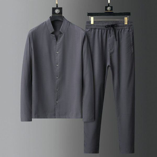 2022 Men&#039;s Tracksuits Mens Autumn Fashion Solid Long Sleeve Shirts And Shorts Suits Two Piece Outfits Casual Cotton Linen Sets For M-XXXXL