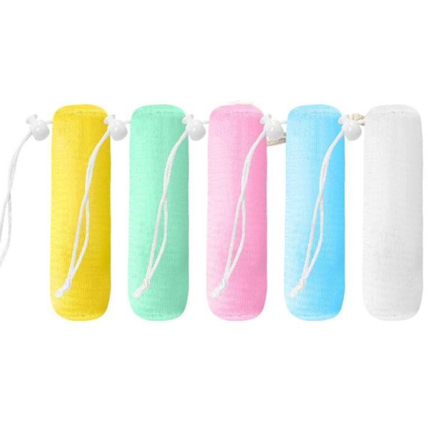 5 Colors Scrubber Exfoliating Mesh Soap Pouch Saver Bag Foam Net For Shower Body Facial Cleaning Tool Pocket Loofah Bath Spa Bubble With Dra