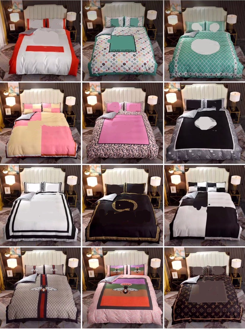 Brand new cotton bedding set king queen size printed black white duvet cover bedding sheet home textile