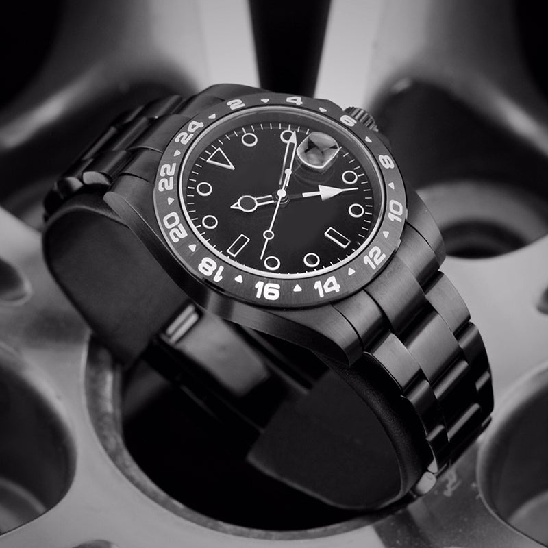 Mens watches 40mm Black dial automatic machine Wristwatch 904L stainless steel strap folding buckle sapphire mirror pointer Montre De Luxe explore w