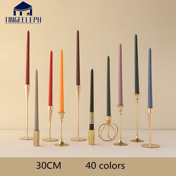 4PCS 30CM Color Taper Candles for Wedding Decoration Birthday Festival Table Decor Long Stick Nordic Candles Set Pack of