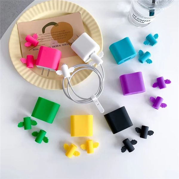 cell phone boxes 3Pcs-set Charging Cable USB Cable Protector Silicone Protective Cover for 20W Charger Safety Shell Accessories Kit