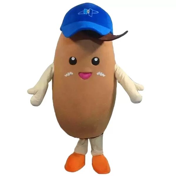 Performance Blue Hat Potato Mascot Costume Halloween Christmas Fancy Party Cartoon Character Outfit Suit Adult Women Men Dress Carnival Unis
