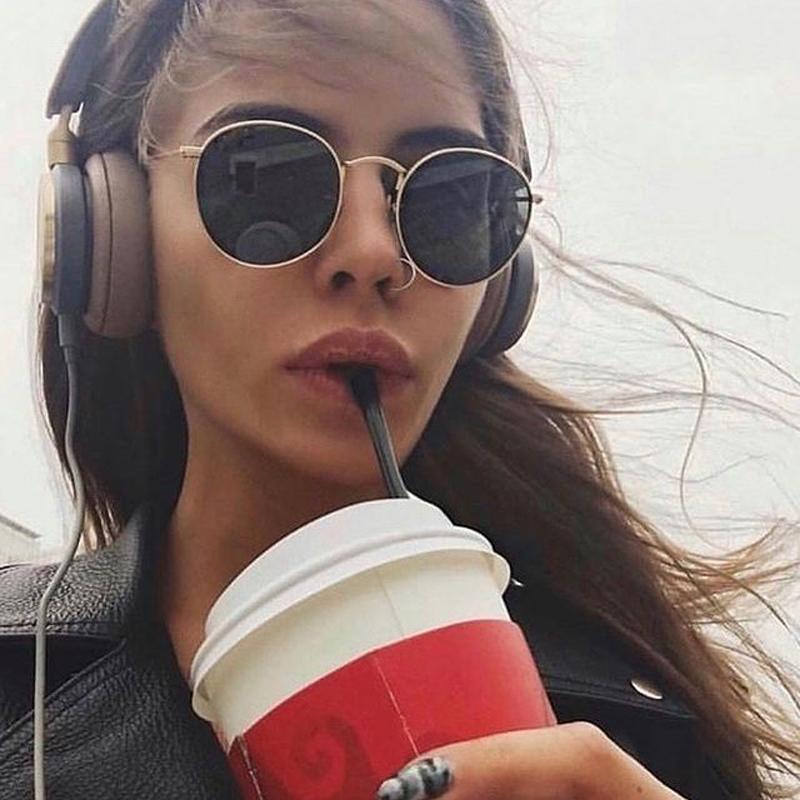Sunglasses Classic Vintage Women Brand Designer Shades Driving Sun Glasses Female Round Frame Retro Mirror Oculos De SolSunglasses