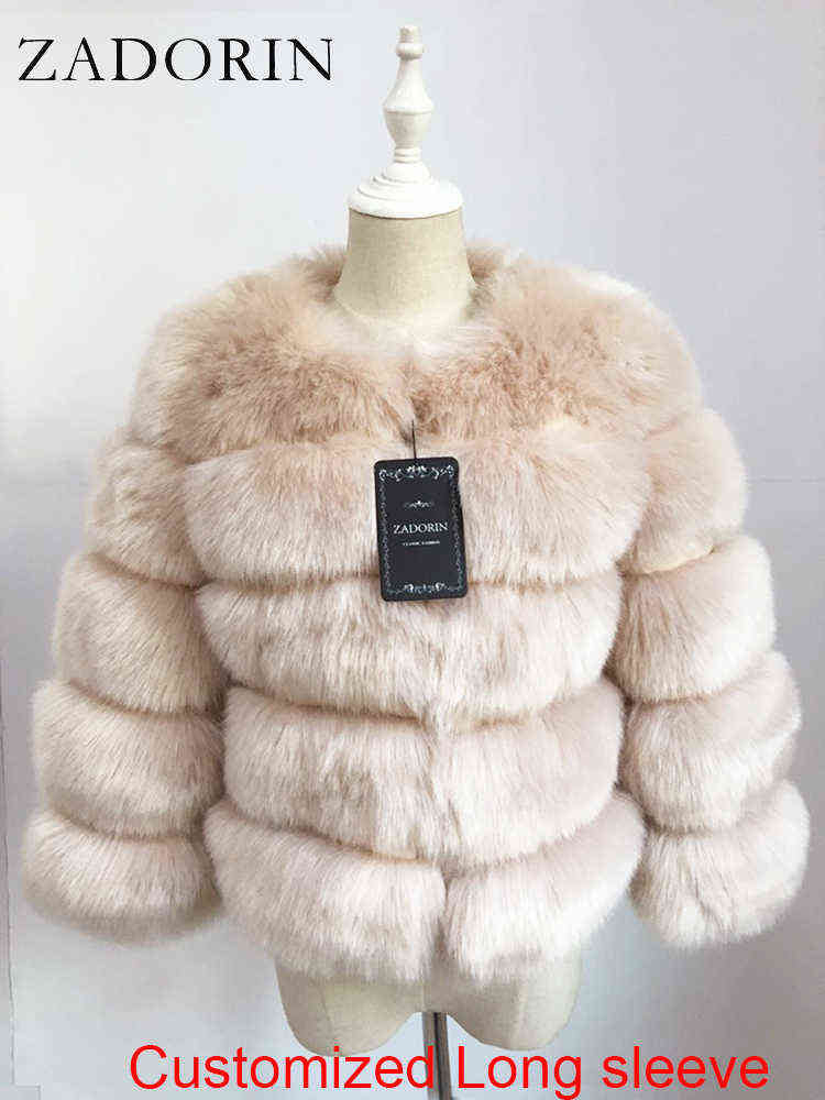 Zadorin Long Sleeve Faux Fox Fur Coat Women Winter Fashion Thick Warm s Outerwear Fake Clothing J220719