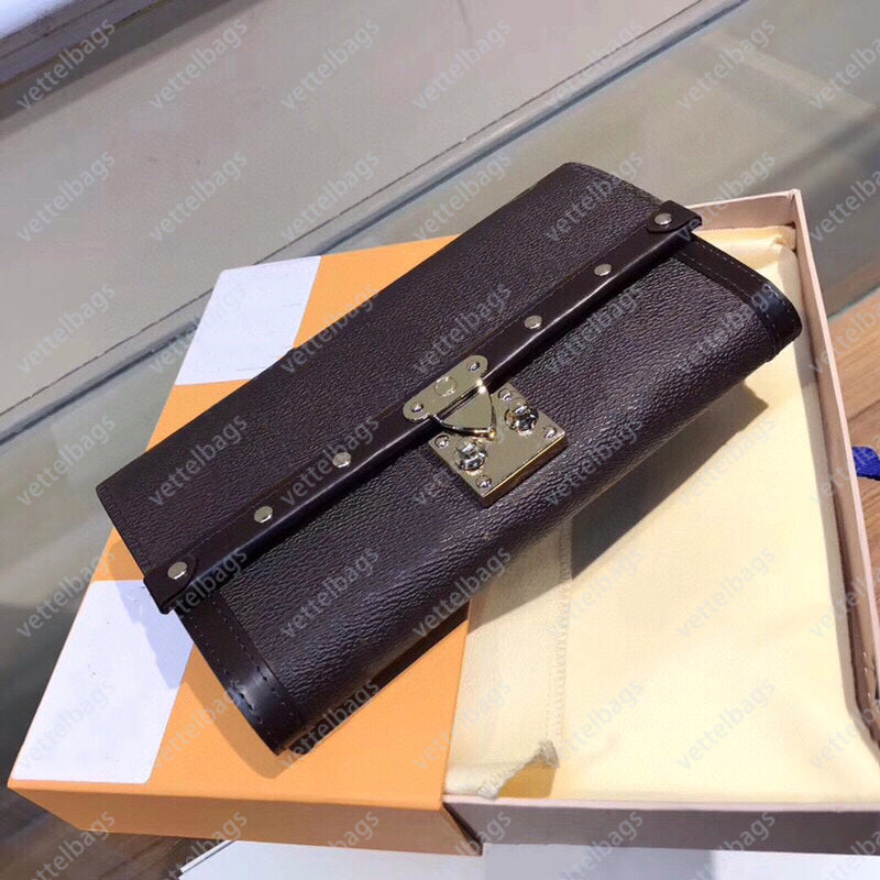 Men Leather Clutch Bags Luxury Designer Wallets Brown Flower Purses Rectangular Vintage Wallet Women Brand Card Holders Classic Coin Purse