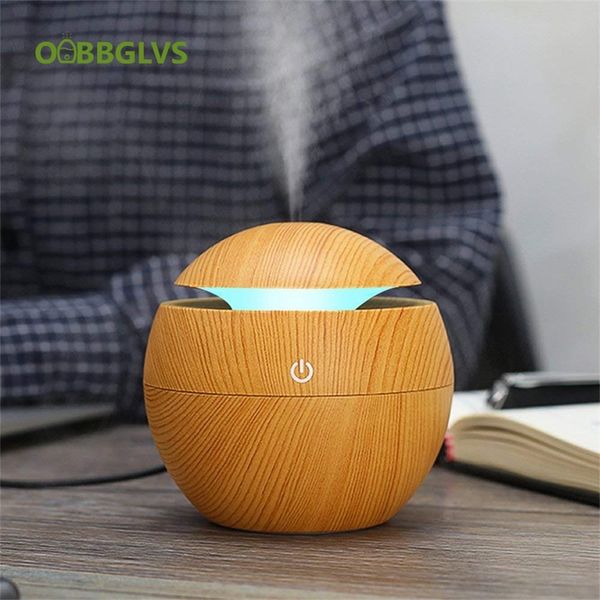 130ML USB Aroma Diffuser Ultrasonic Cool Mist Humidifier Air Purifier 7 Color Change LED Night light for Office Home 220727