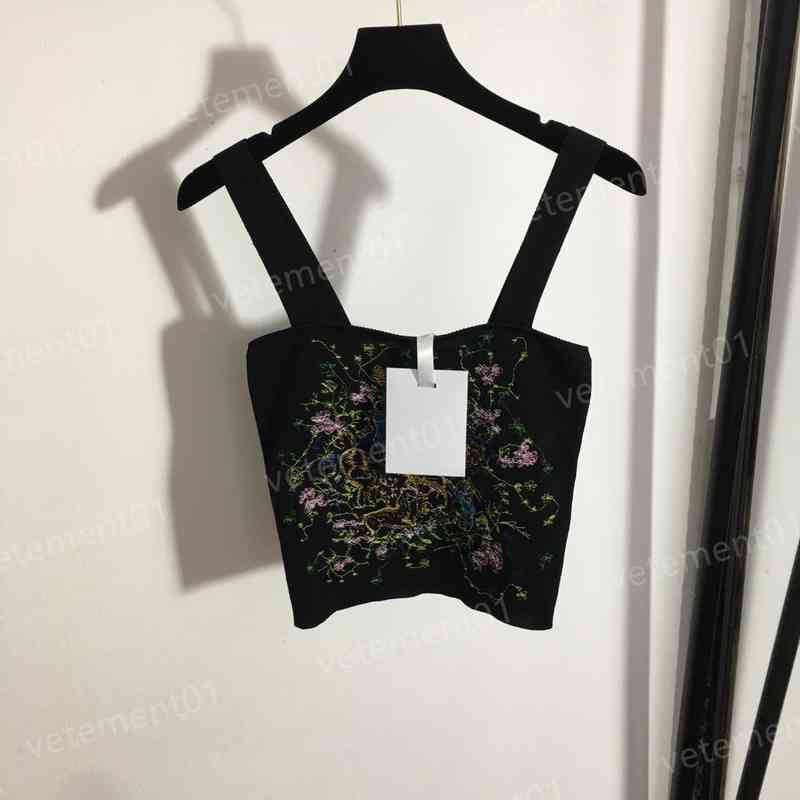 Womens Designer Tanks Camis Animal Colored Line Embroidered Cool Slim Fit Knit Camisole Luxury Tank For Women Clothing