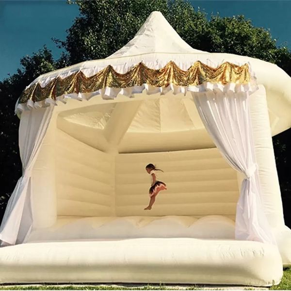 Wedding Bounce House Inflatable Bouncy Castle With Tent Moonwalks Jump Bouncer Air Bed For Kids And Adults
