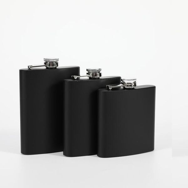 Home Matt black 6oz 7oz 8oz Liquor Hip Flask Screw Caps Stainless steel wine pot Russian portable Hip Flasks ZC1262