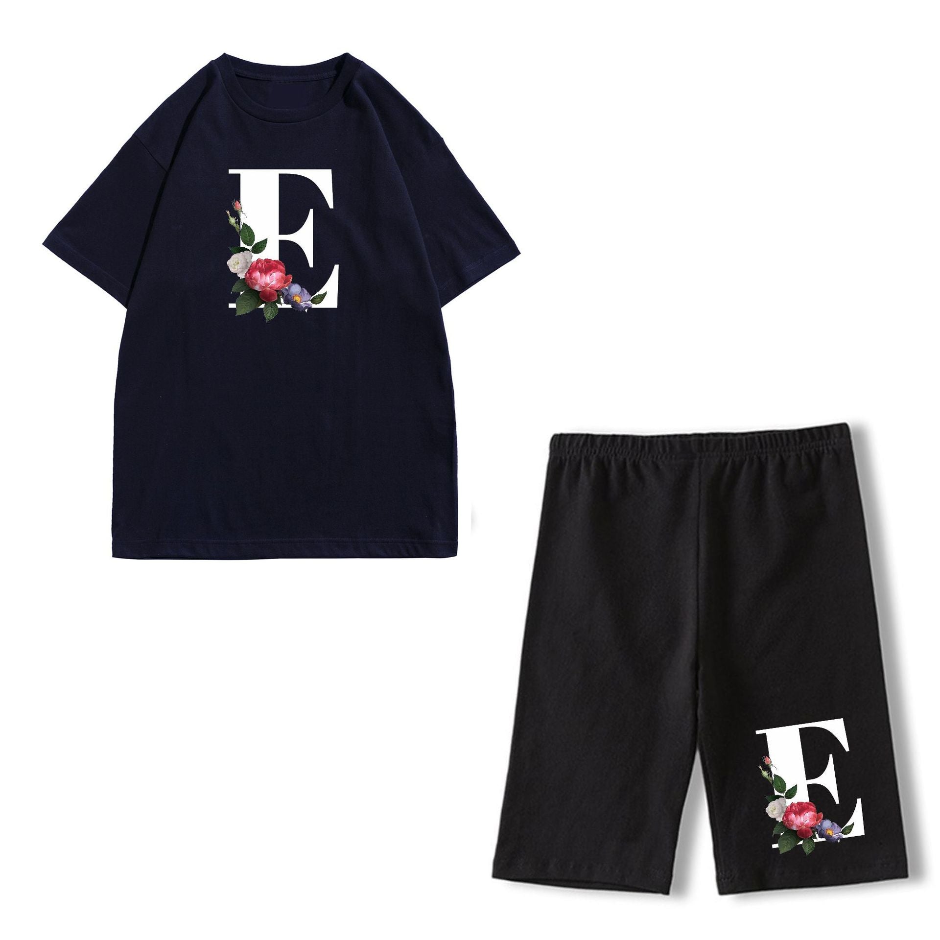 Women Tracksuits Summer Two Piece Sets Black Letter Printed T Shirts Shorts Ensemble Femme Short Sleeve O-Neck Casual Biker Joggers Designers Tracks