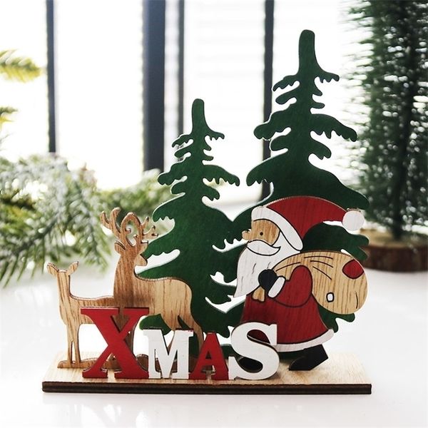 XMAS wooden craft Christmas decorations for home navidad Table Centerpiece gift year decor natal Noel Y201020