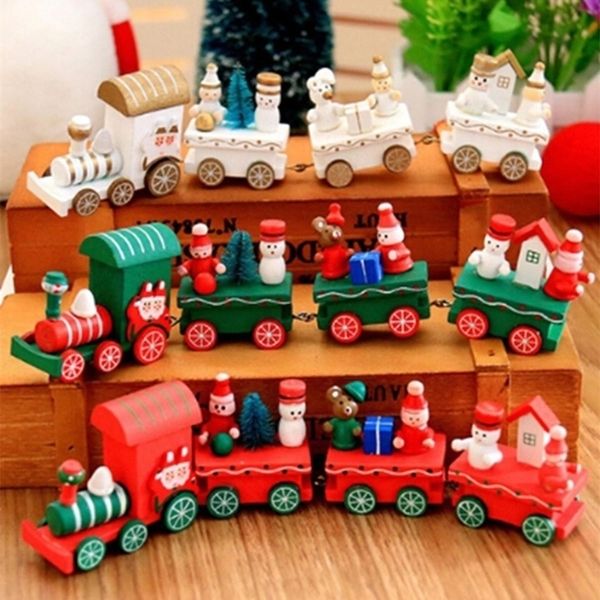 Merry Christmas Wooden Train Ornaments Decorations For Home Deco Noel Xmas Happy Year Gifts Navidad Y201020